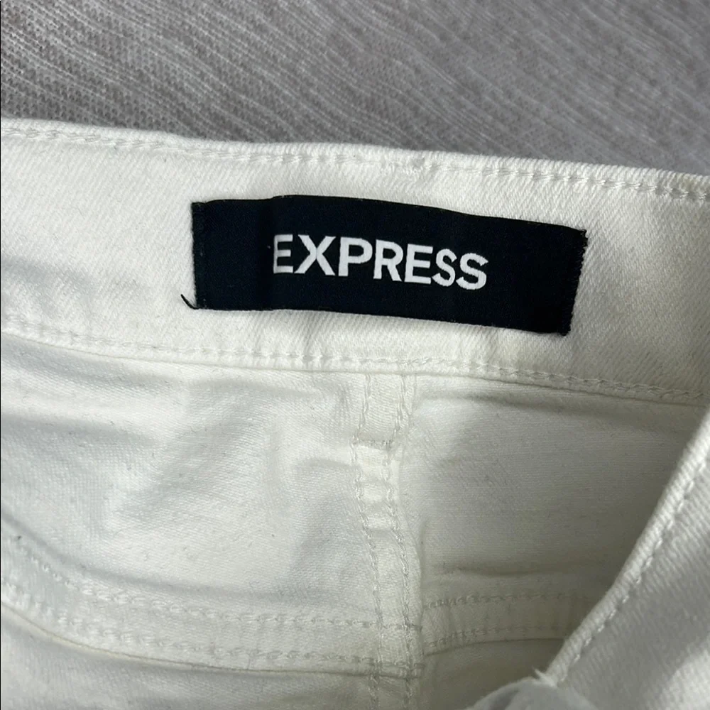 Express White Jean Shorts with Distressed Hem